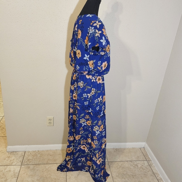 Floral Blue Maxi Romper Dress - Picture 5 of 6